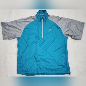 Levelwear Golf Pullover Windbreaker SS Turquoise/Gray Size XL